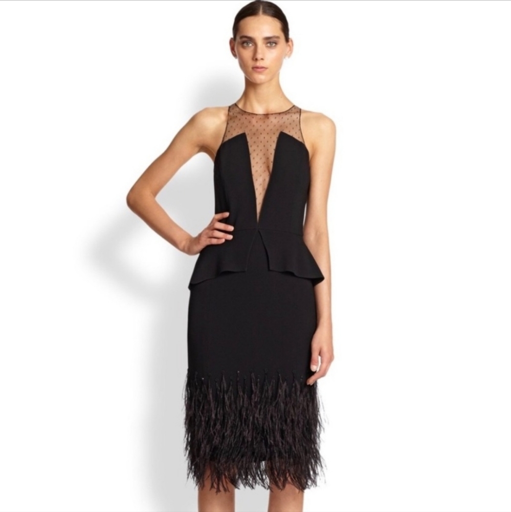 Sachin+Babi Melrose Cocktail Dress Peplum/Feathers